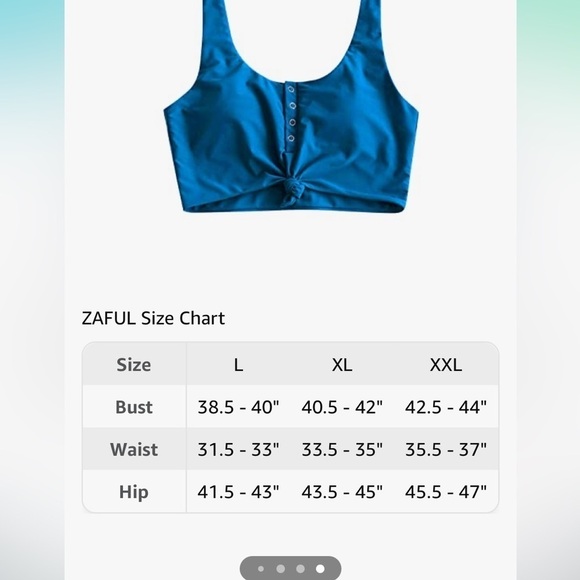 NWT ZAFUL Front Knot Bikini Top Crop Tankini Top Scoop Neck Padded XXL - Picture 2 of 5